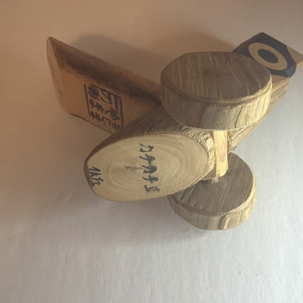Kishima Japanese Wooden Click Clack Bird Toy on wheels signed Japan Folk Art - Picture 9 of 16